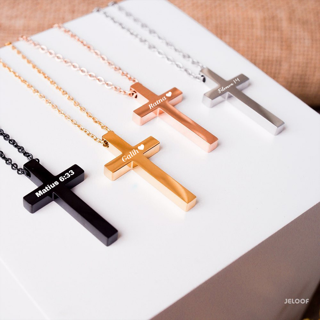 Jeloof Kalung Gideon GOLD | Stainless Steel 18k Gold (FREE POUCH) + BISA UKIR ! | Kalung Pria Kalung Wanita