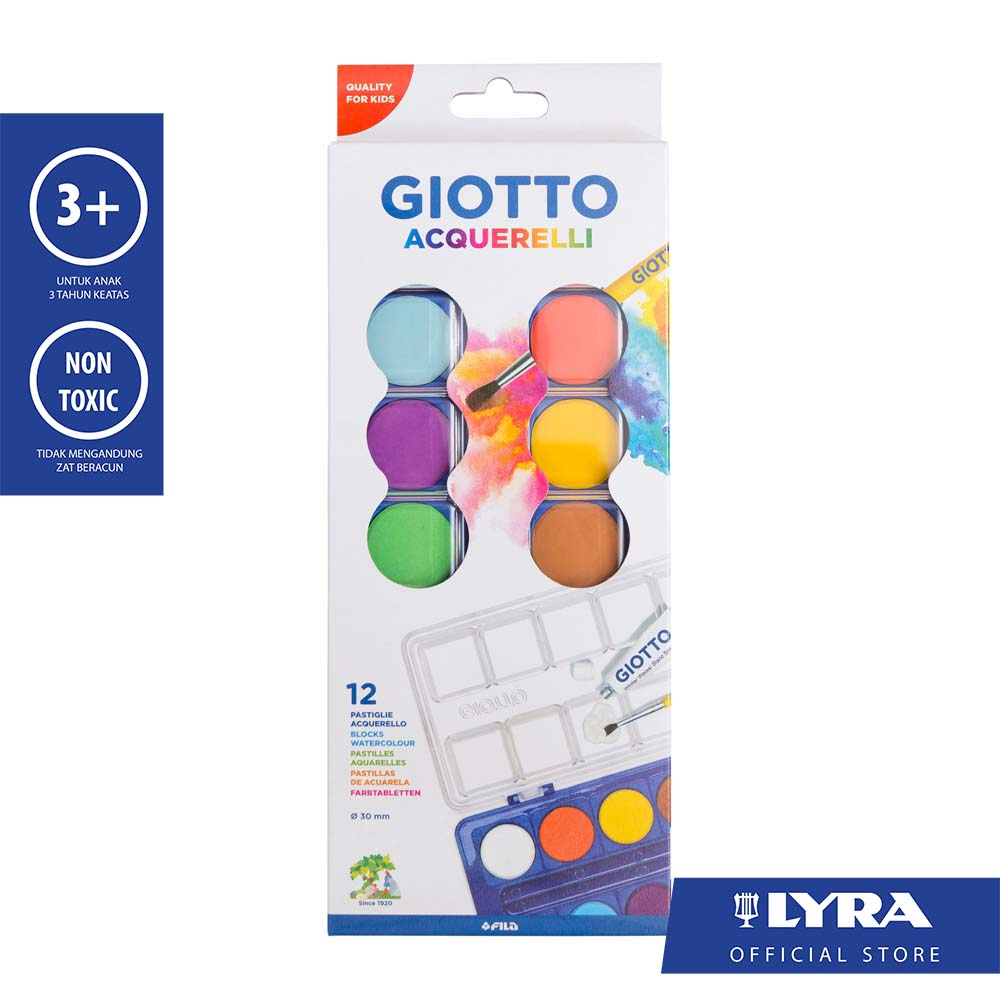 

Giotto Cat Air / Watercolor Blocks 30mm 12 Warna Bonus Kuas - Warna Cerah, Mudah Dibawa & Praktis