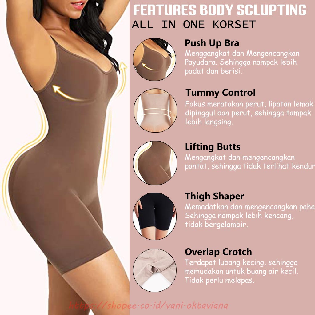 Bodysuit Wanita Korset Shapewear Korset Full Body Korset Pelangsing Badan Uk M-4XL | Body Sclupting