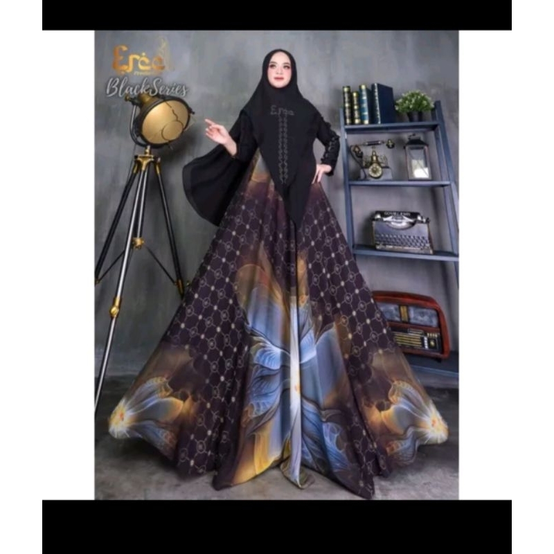 Terbaru black gamis series present by erce/gamis syar'i original/gamis syar'i premium.