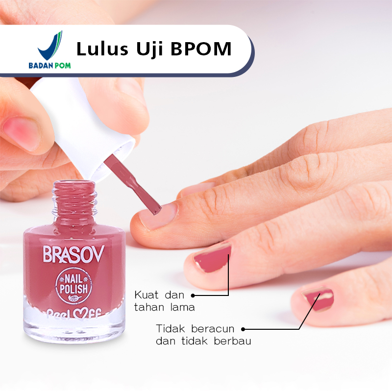 Kutek Brasov Peel Off 9ml | Cat Kuku Nail Polish Brasov Halal Peel Off 9ml BPOM