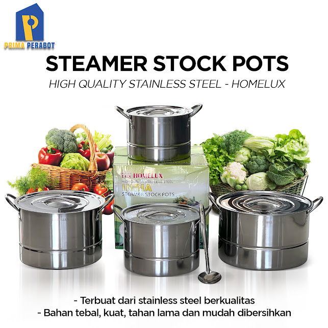 Panci Set Steamer Stock Pot 4 Pcs Home Lux India555. Best Seller