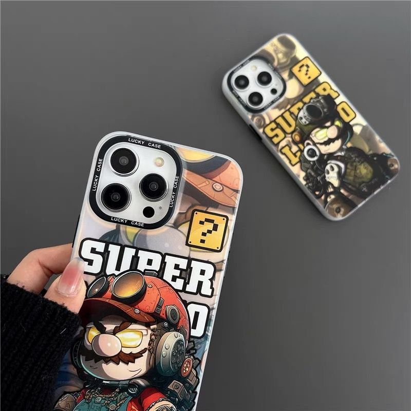 NEW RAMPAGE CASE !!  HOLOGRAM ARMORED SUPER MARIO LUIGI IP 14 PROMAX 14 PRO 14 13 PROMAX 13 PRO 13 12 PROMAX 12 PRO 12  11 SOFTCASE