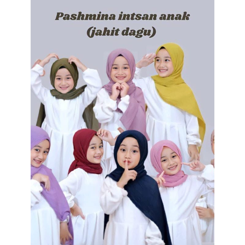 CICI PASHMINA ANAK (JAHIT DAGU) JILBAB INSTAN ANAK 3 - 6 tahun JERSEY PREMIUM (KJI)