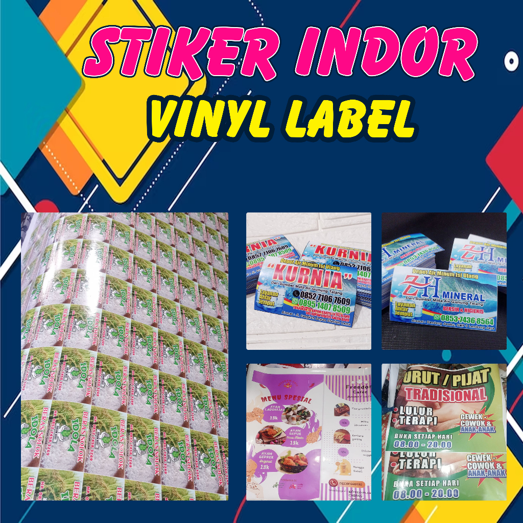 Cetak Stiker Vinyl Indoor Tahan Air Berkualitas, Stiker Galon, Custom Desain