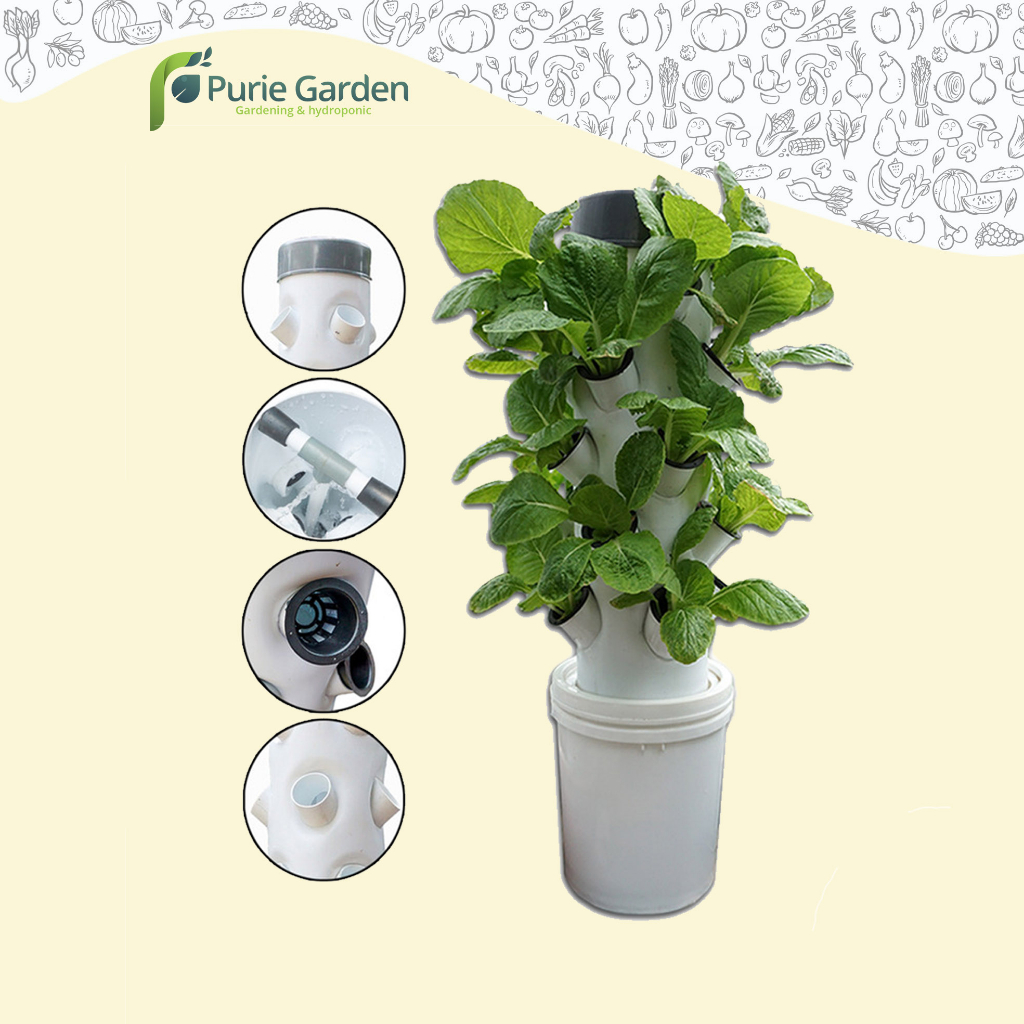 Paket Hidroponik Tower Hidroponik Mini/Mini Garden Tower 20Lubang PG KDR