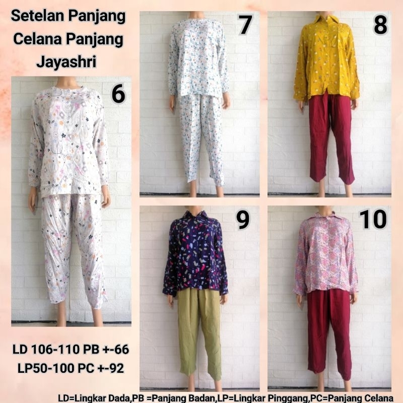 SETELAN PANJANG CELANA PANJANG JAYASHRI LD 106-110 RAYON PREMIUM ADEM BUSUI FRIENDLY