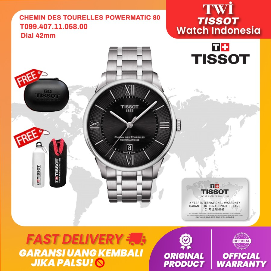 Jam Tangan Pria Tissot T099.407.11.058.00 Chemin Des Tourelles 80