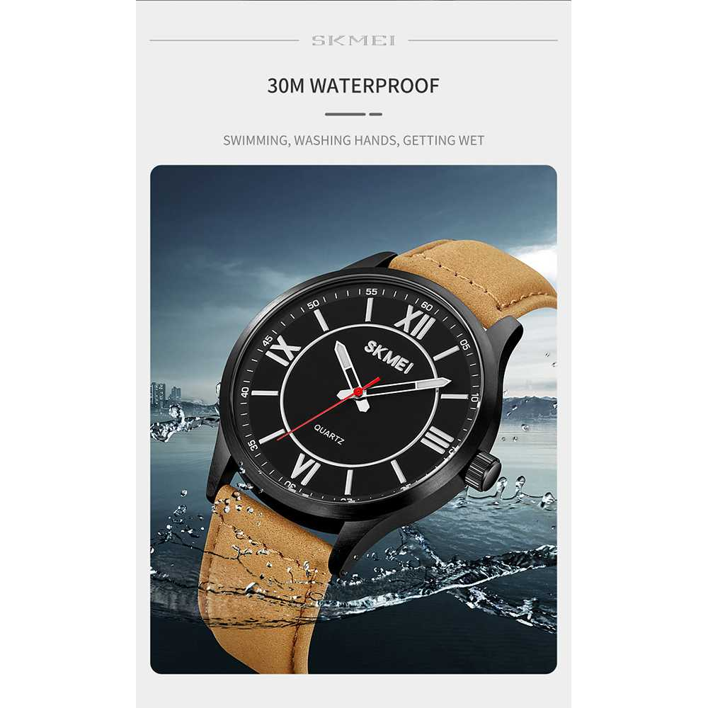 Jam Tangan Pria Analog Watch Leather Strap Waterproof 30M Jamtangan Cowok Premium Anti Air Berkualitas