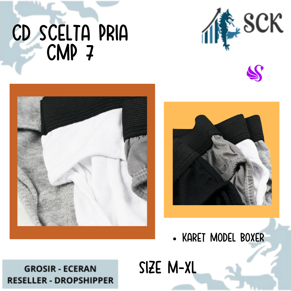 [ISI 3] CD Pria Scelta COW7 / Celana Dalam Cowok CD Laki Scelta - sckmenwear GROSIR