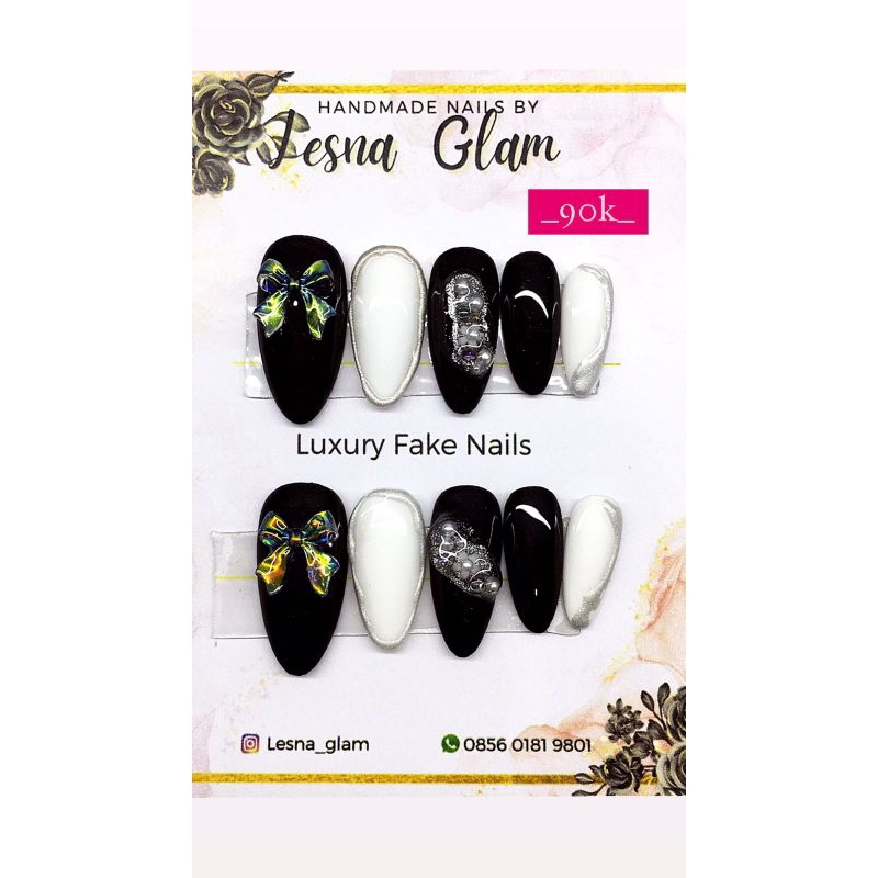 FAKE NAILS PITA HITAM | Custom fake nails