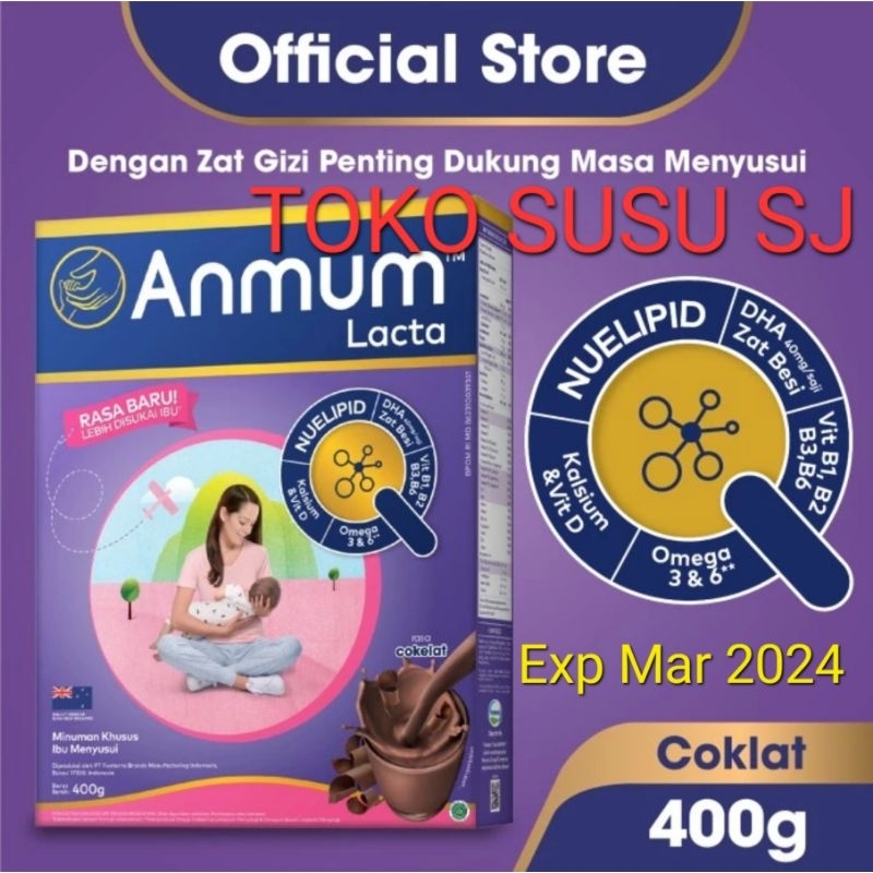 ANMUM LACTA SUSU IBU MENYUSUI 400 GRAM COKLAT/400GR/CHOCOLATE/COKELAT