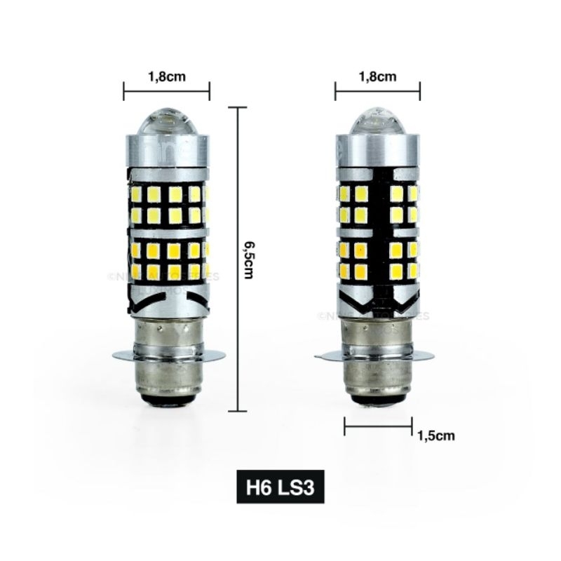 NINE LUXIMOS LAMPU LED H6 / H4 LS2 LS3 LASER 2 WARNA HI LOW PUTIH KUNING + SENJA BIRU PNP AC DC SUPER TERANG