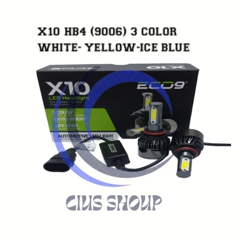 LAMPU LED HEADLAMP/FOOGLAMP  MOBIL X10 ECO9 3 COLOR WHITE YELLOW ICE BLUE H4 H11 H7 HB4(9006) FOGLAMP / HEADLAMP MOBIL