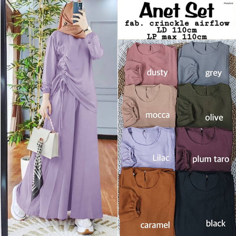 Anet Set - SetCel One Set Kulot Crinkle Premium Terbaru  Setelan Wanita Crinkle / 539-7202