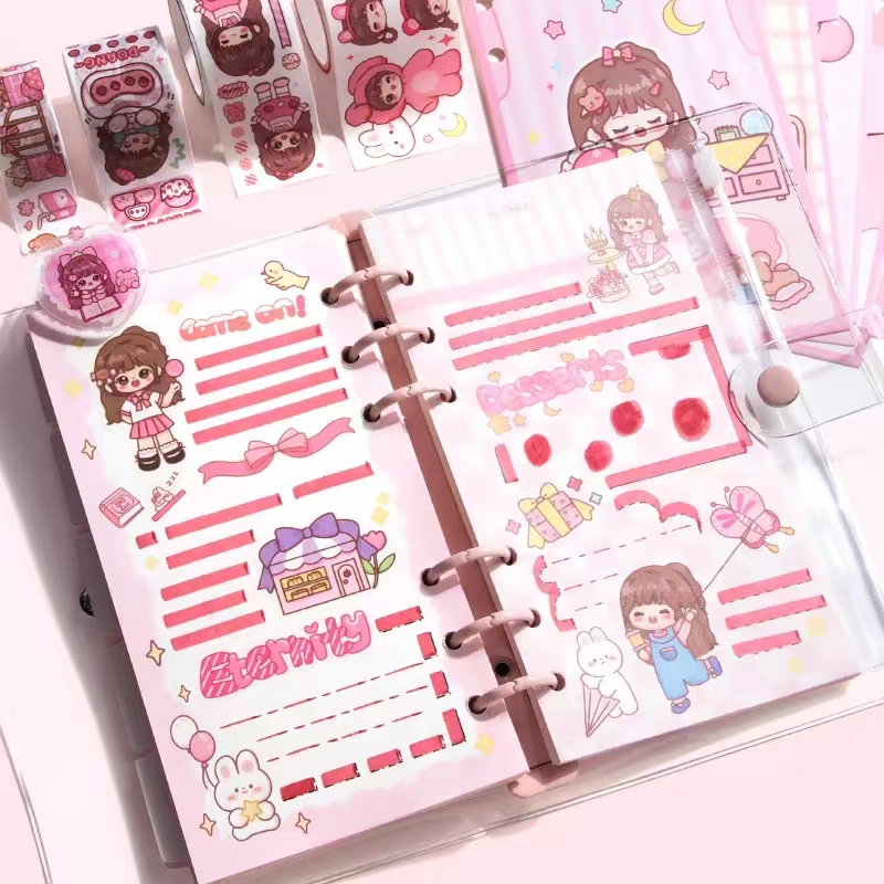 

ghg Buku Binder A6 Aesthetic Buku Tulis Karakter Lucu Spiral Notebook Loose-Leaf Cute Korea Buku