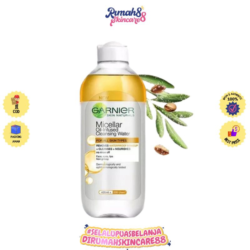 GARNIER Micellar Water Oil Bi-Phase Oil Infused Cleansing Water 125ml BPOM - Pembersih Wajah Makeup Waterproof