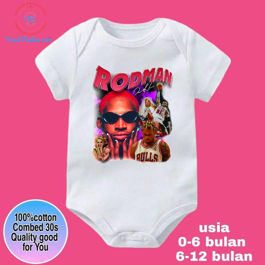 Baju bayi jumper baby NBA DENIS ROADMAN CHICAGO BULLS karakter Anak  kaos bayi laki-laki perempuan b