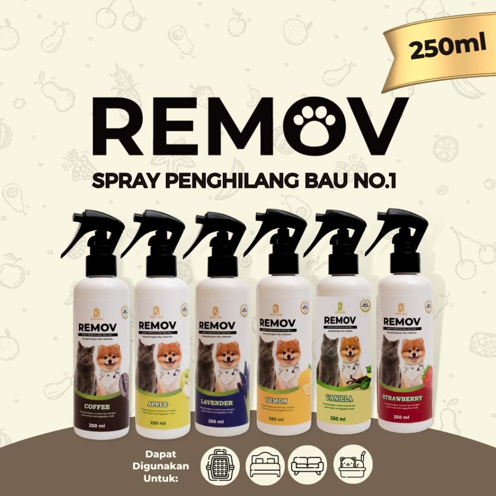 Remov penghilang bau pesing kucing dan anjing remov 250 ml Penghilang bau kotoran hewan