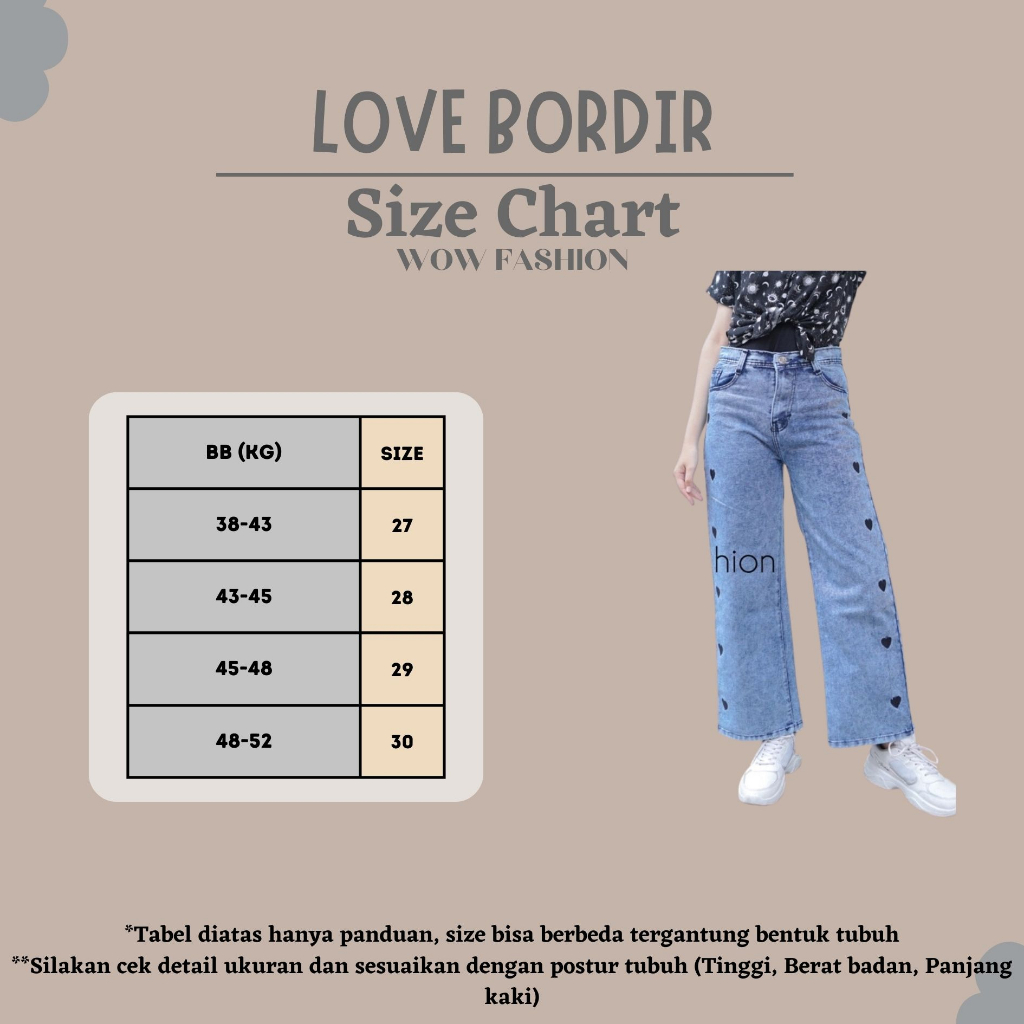 WOW-love Bordir Celana Jeans// Kulot Jeans Highwaist Wanita//Celana Bordir Wanita