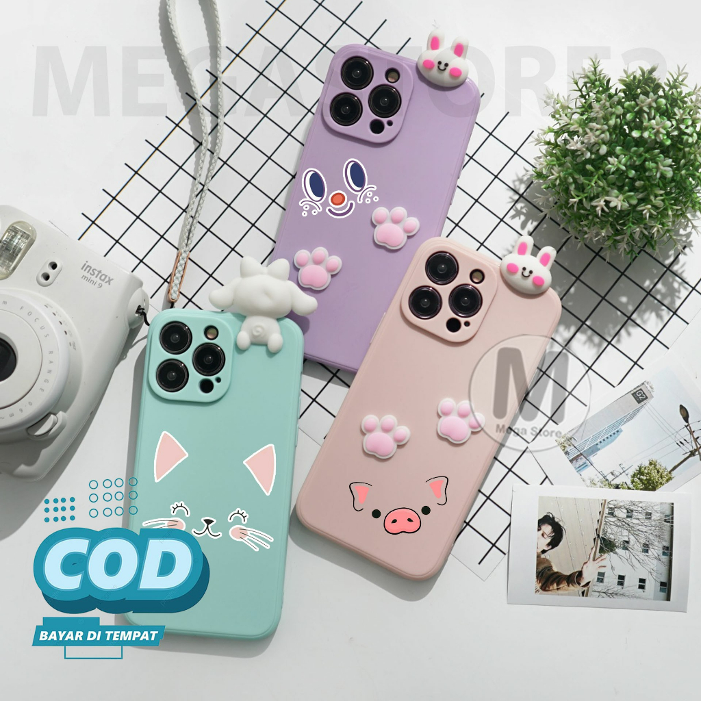 [ 3D10 ] Softcase Macaron 3D Boneka Timbul Camera Protect For OPPO A77S A57 2022 A15 A54 A5S A54 A16