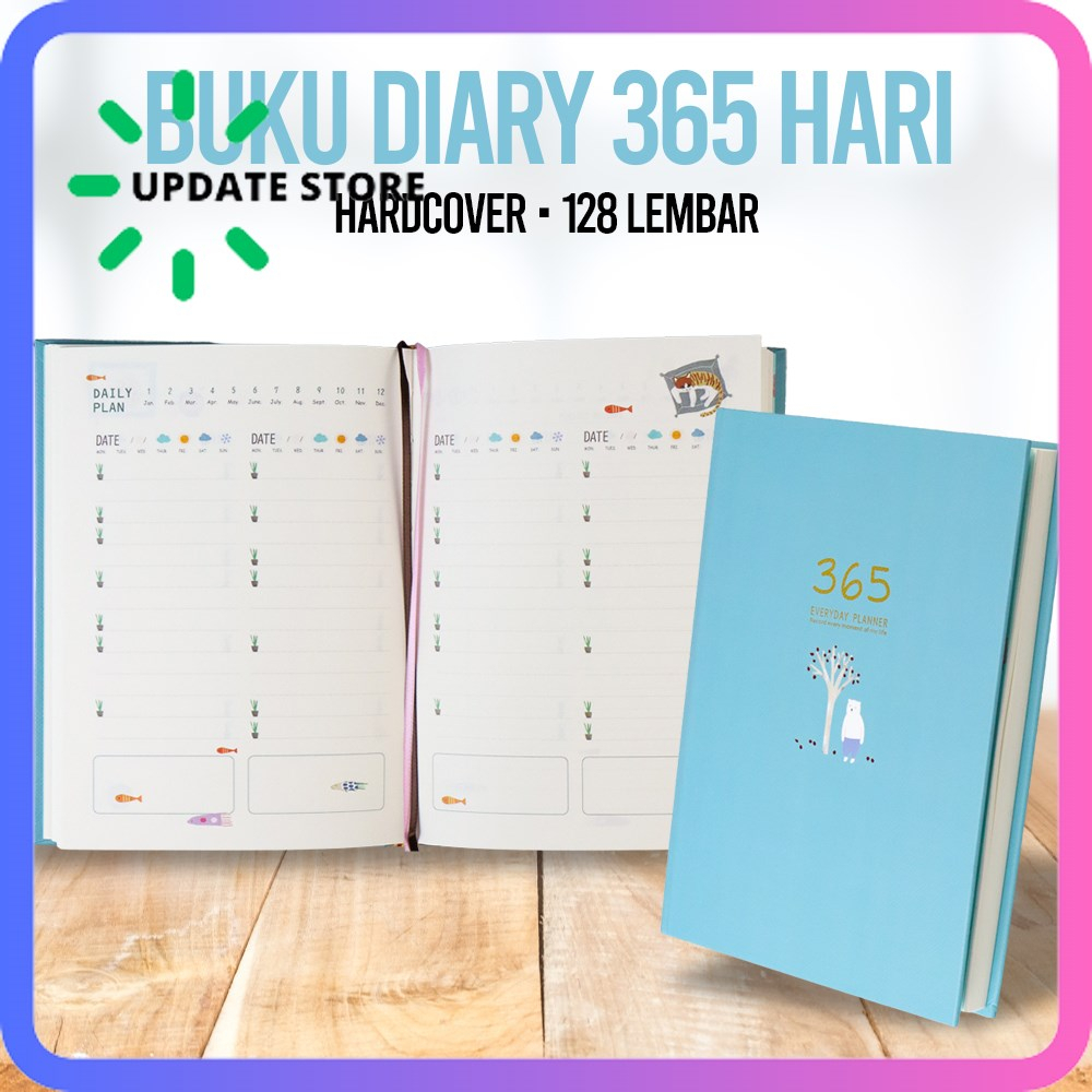 Buku Diary 365 Hari Hardcover - Buku Jurnal - Buku Catatan Sky Blue