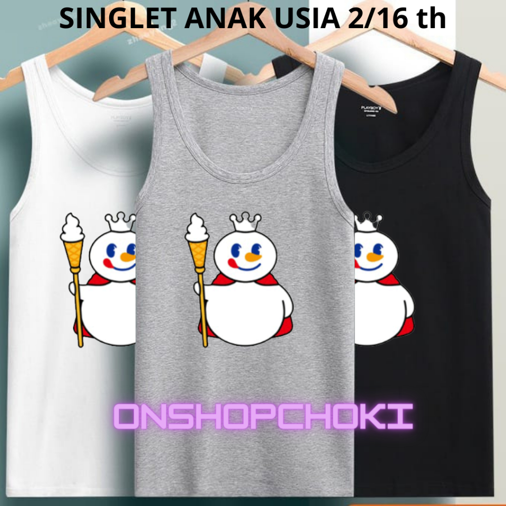 Singlet Anak Unisex Ideal Gambar MIXUE Usia 2-16th Singlet Anak Anak Pakaian Anak Laki Laki Perempuan