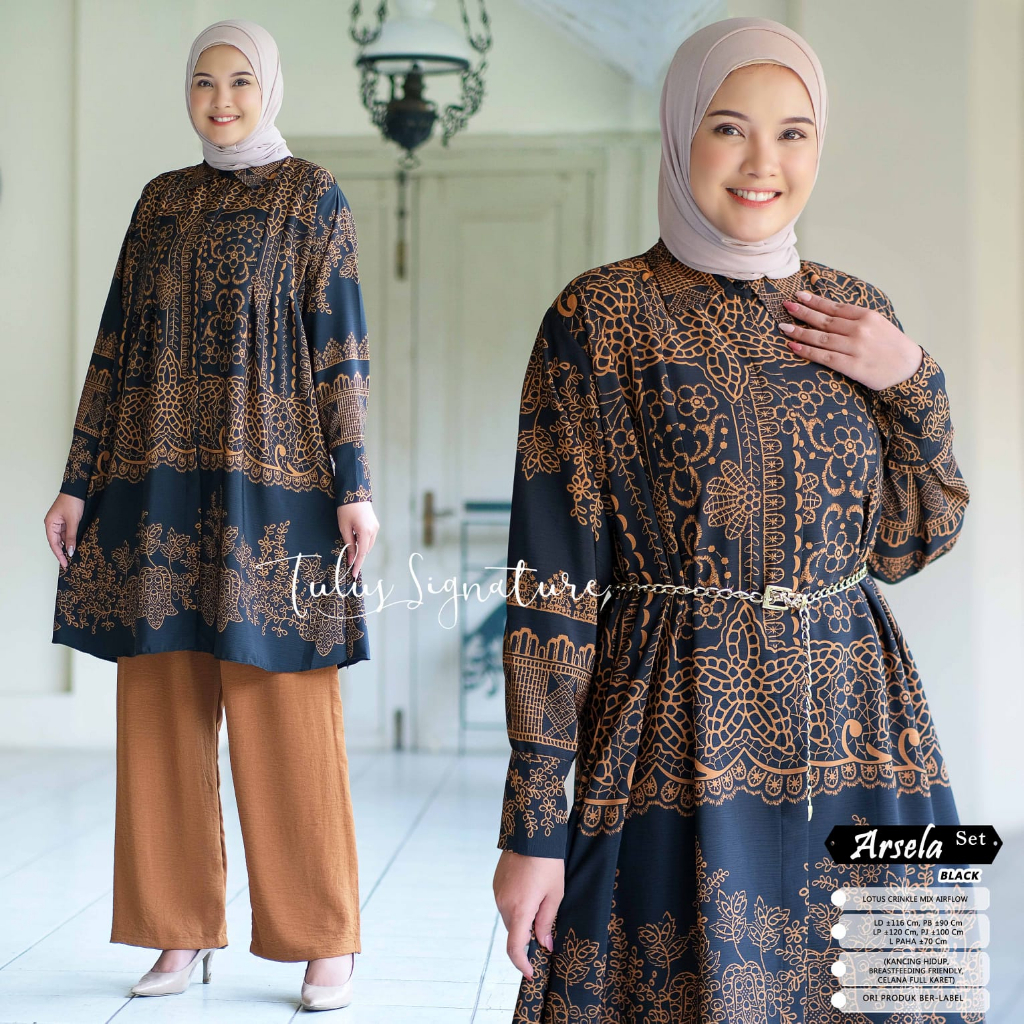 Arsela one set setelan wanita polos original produk by tulus signature