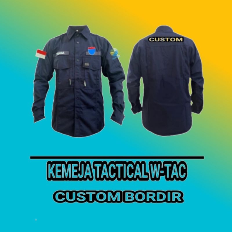 kemeja tactical w-tac custom bordir lengan panjang