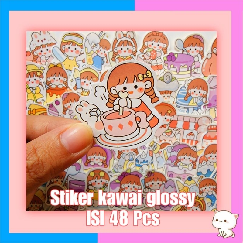 

stiker kawai glossy isi 48pcs