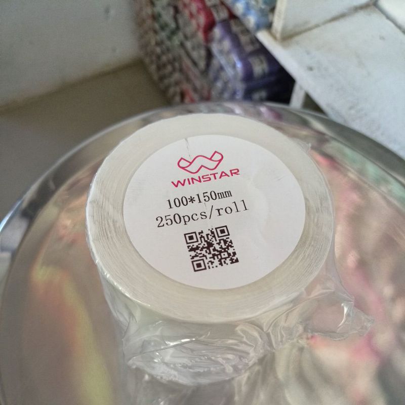 

Kertas Paper sticker thermal scan barcode resi putih doff isi 250