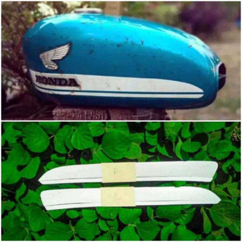 striping tengki honda CB 100 k1 stiker polet tengki putih CB 100 k1