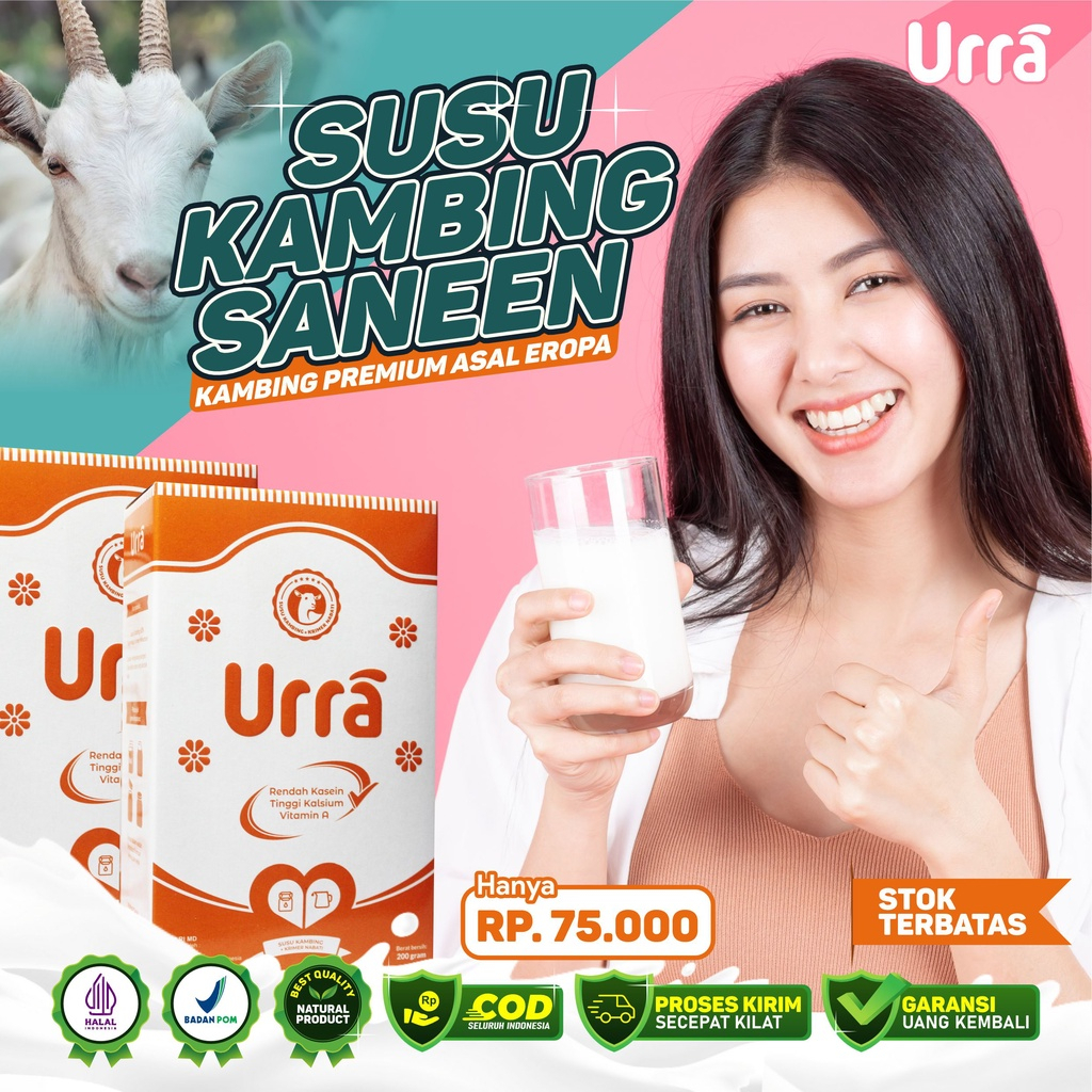 

COD BAYAR TEMPAT SUSU KABING ETAW URRA I Susu Kambing Bubuk Premium Penambah Berat Badan I Susu Kambing Sapera Saneen I Halal BPOM 200g