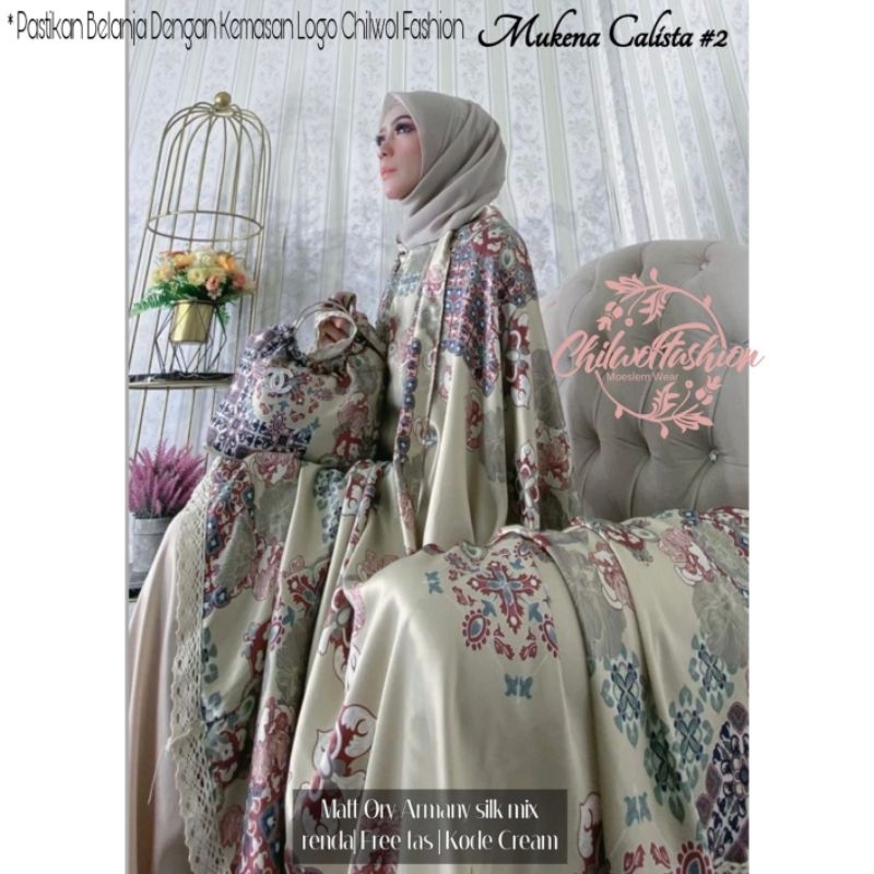 MUKENA CALISTA/ DRES MOTIF SILK BY CHILWOL