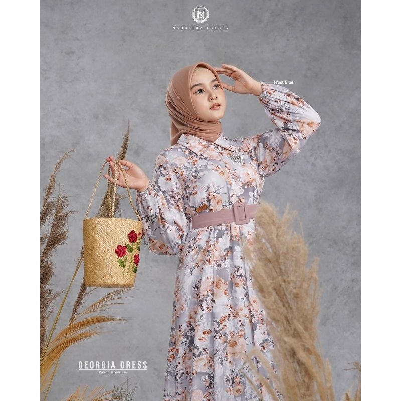 GEORGIA DRESS▫️COD ▫️TERBARU  GAMIS MOTIF BUNGA BY NADHEERA LUXURY