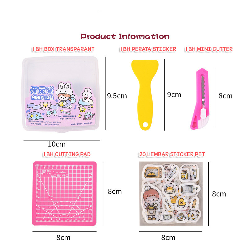 1 SET ALAT JOURNALING MOTIF KARTUN MOMO FREE BOX STICKER CUTTER CUTTING PAD SHOVEL (PERATA STIKER) @banyak