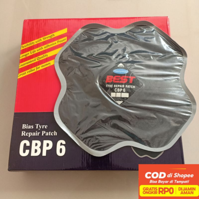 CBP 6 - Bestpatch Tambal Ban Luar Tyre Patch - Bestpatch - Ukuran 240x240mm 1 Box