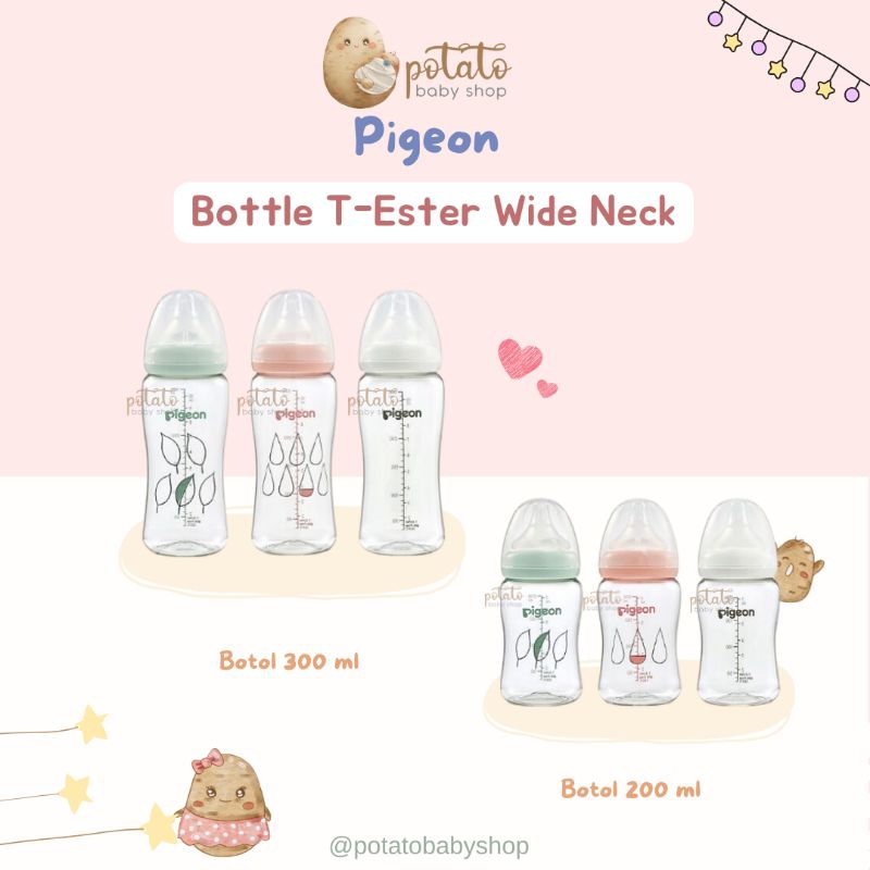 Pigeon T-Ester Wide Neck 200 ml &amp; 300 ml - Botol Susu Anak