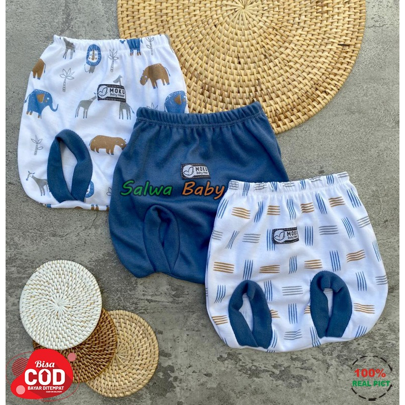 Isi 6 PCS Baju Celana Bayi / 3 Setel Baju Lengan Kutung Celanan POP Seri Biru Denim Usia 0-3 Bulan Almeera Baby and Kids