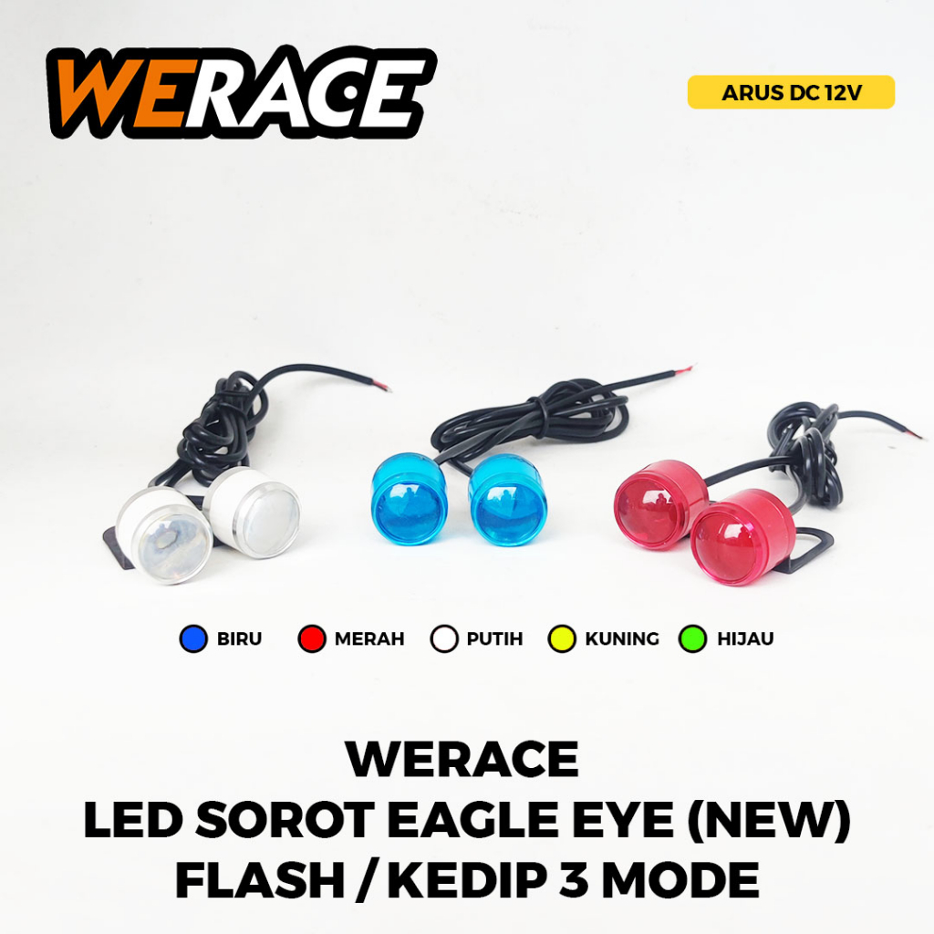 [WERACE] LAMPU LED SOROT EAGLE EYE / MATA ELANG (NEW) FLASHING (HARGA 1 SET, ISI 2 PCS) 3 MODE