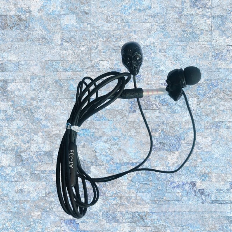 HEADSET SONNY AT-236 AT-238 SKULL EARPHONE BASS + EXTRA HANSFREE HF Ghost rider