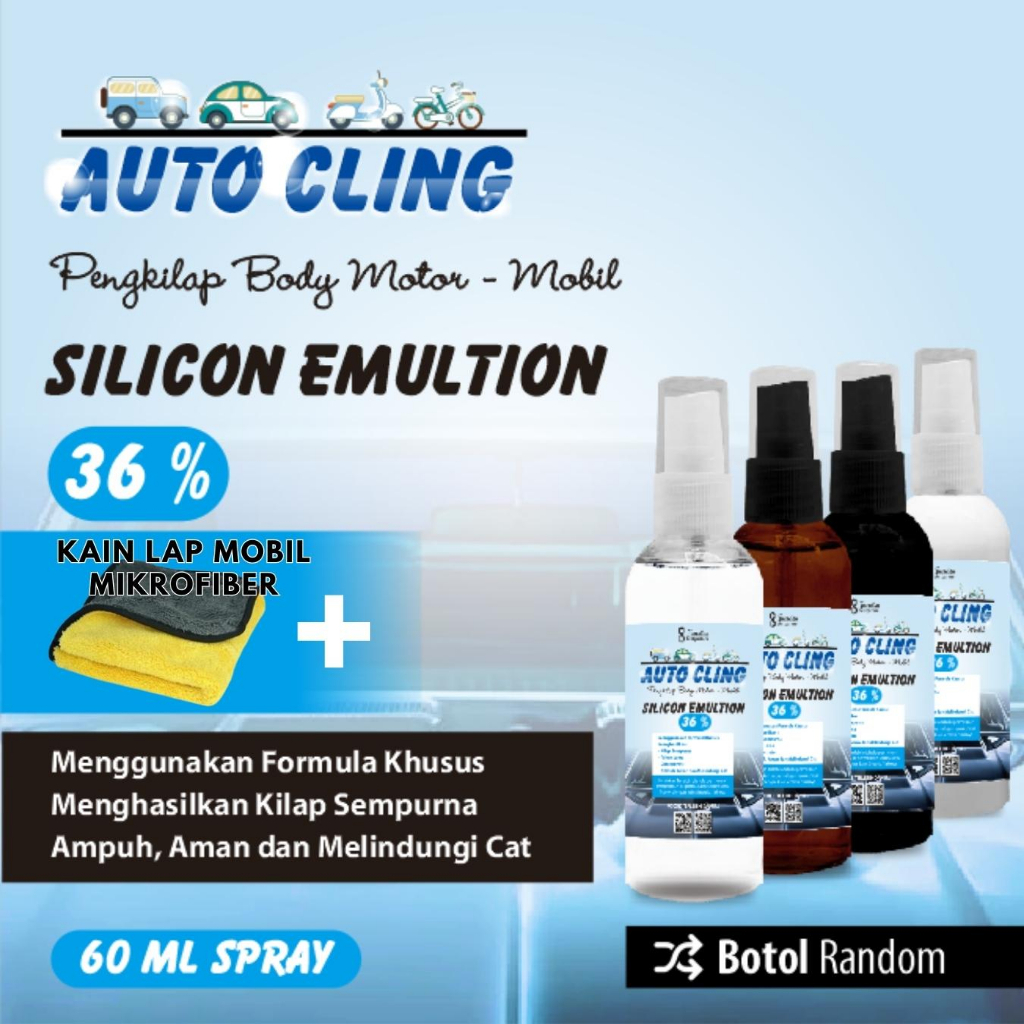 Silicon Emultion 36% Pengkilap Body Motor Mobil Dan Mobil Kemasan 60ml Spray