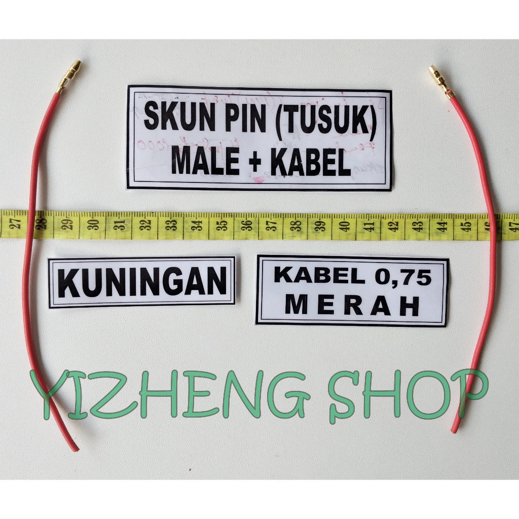 SKUN PIN BULAT ( TUSUK ) MALE + KABEL WARNA MERAH