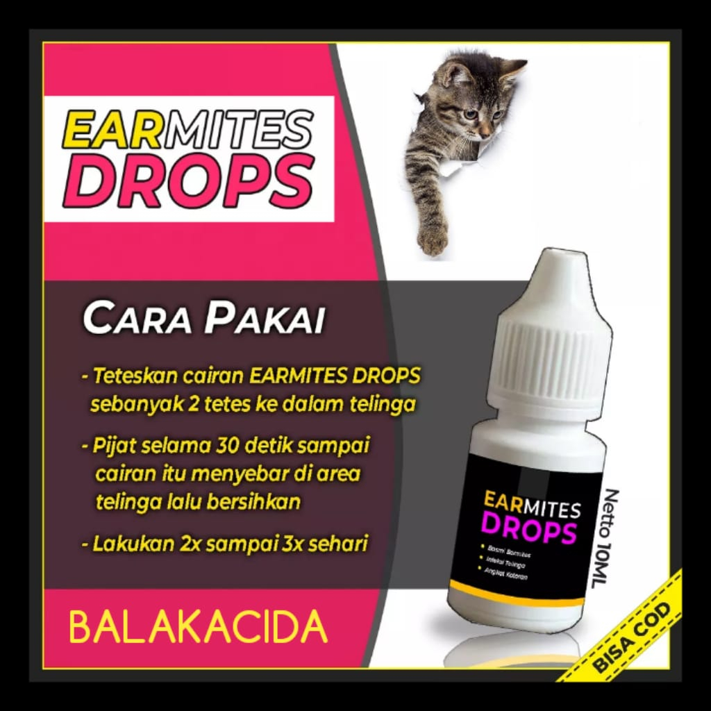Obat Tetes Telinga Earmites Drops | Obat Kutu Telinga , Tungau, Infeksi, Gatal gatal dan Mengangkat 