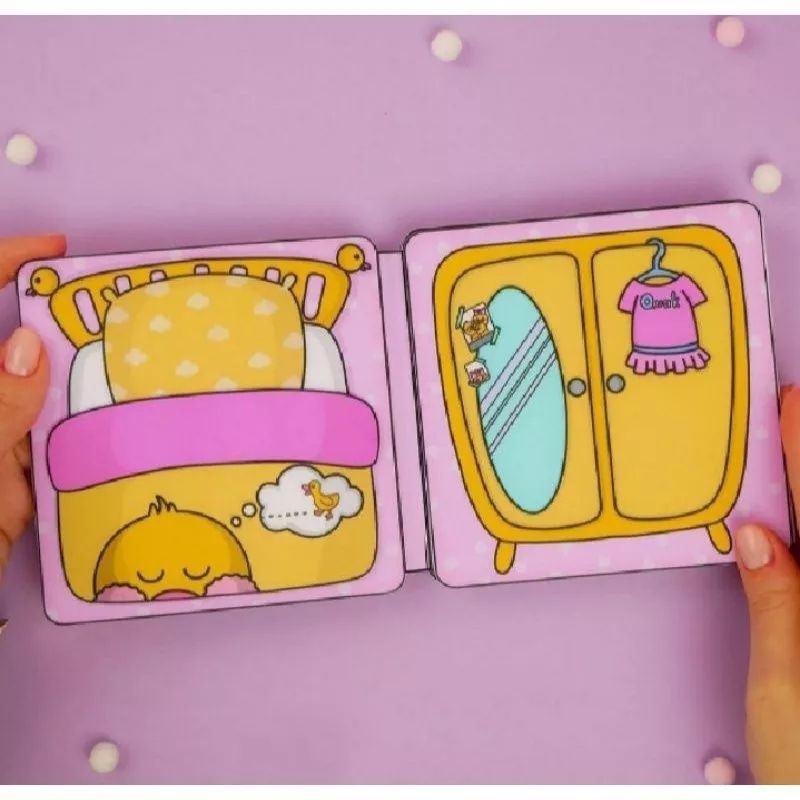 Mainan Kertas Edukasi Anak Bongkar Pasang Bebek Viral Quite Book Paper Book Paper Duck House Paper Doll