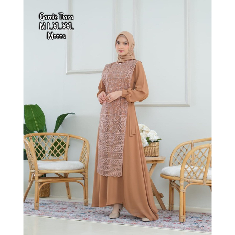 Permata Olshop / Gamis Kebaya Tiara / Gamis Modern / Gamis Pesta Mewah / Gamis Rompi Outer