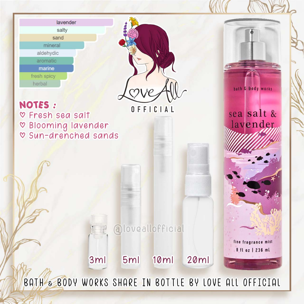 Sea Salt & Lavender Bath and Body Works Body Mist share in bottle tester Bath & Body BBW share in ja