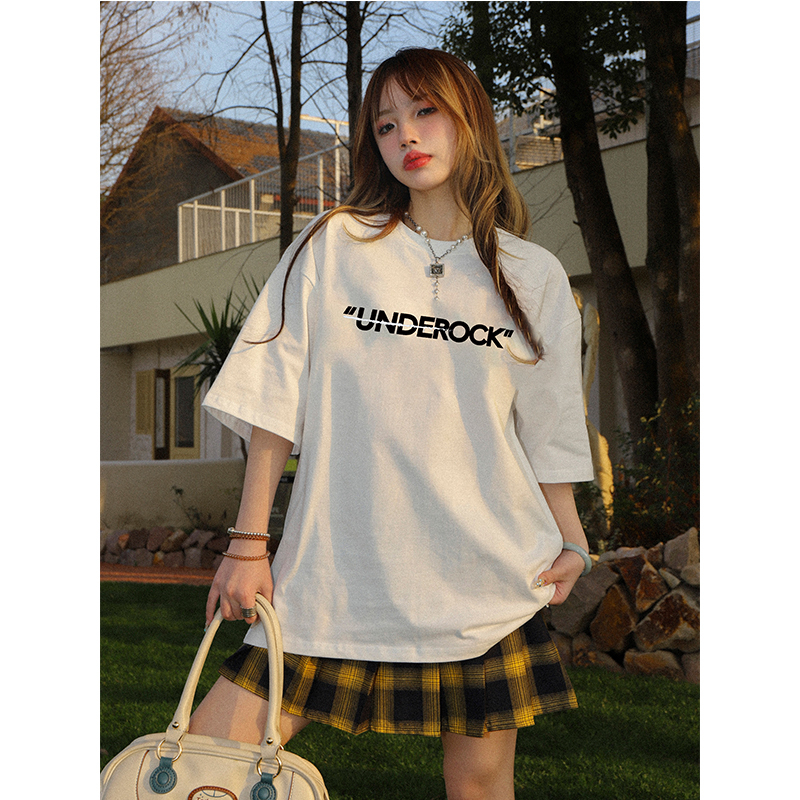 baju warna putih atasan wanita lengan pendek korean style letter graffiti t-shirt import oversize baju kaos wanita