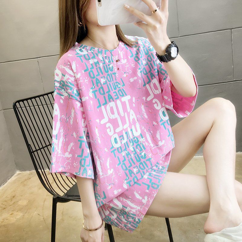 THISTLE - Oversize Tee Tshirt Wanita Model Longgar Motif TIDL Pink NEW