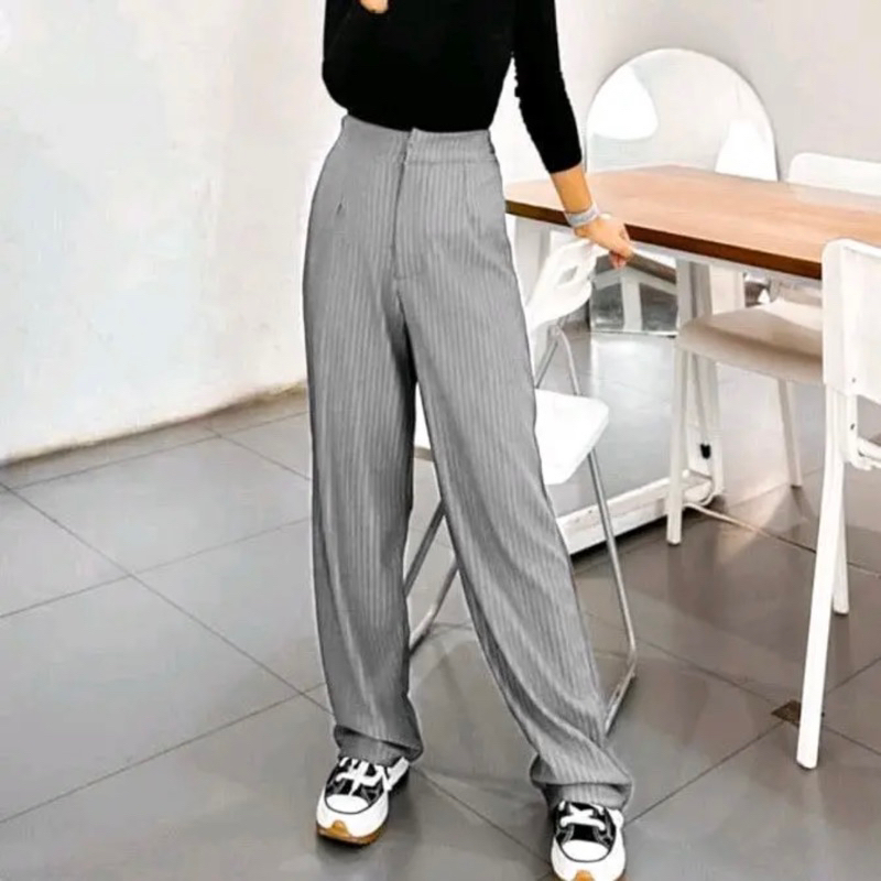 Jafa Pants - (Cirebon Cloth) Celana Kulot Knit Rib Panjang - Knit Pants - Loose Pants Highwaist Kulot Panjang Basic Strech Premium Korean - Celana Anti Kusut - Pants Ironless